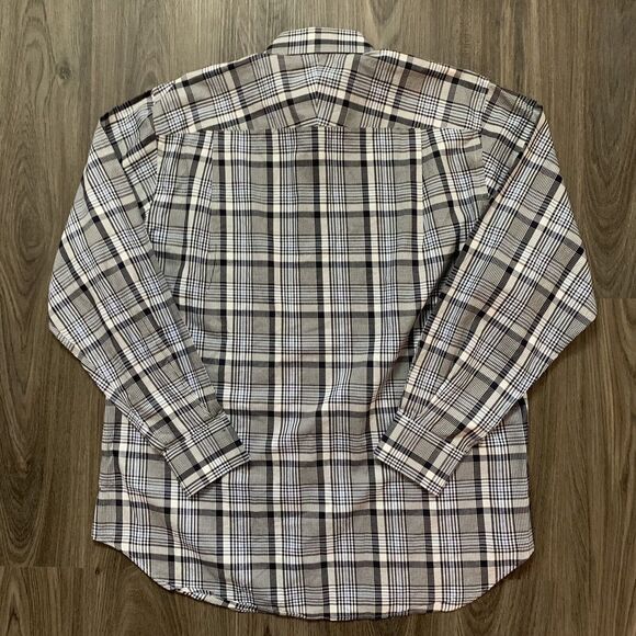 J. McLaughlin Shirt Mens L Black Blue Plaid Button Down Long Sleeve Cotton‎ - Picture 4 of 7